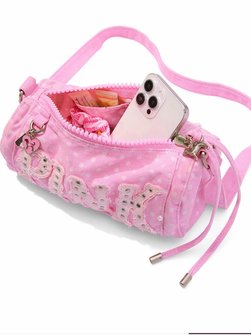 Victoria's Secret PINK Canvas Rolled Duffle Shoulder Bag in pink denim - Picture 12 of 12